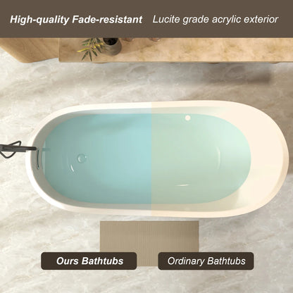 59" Gloss White Finish Freestanding Bathtub