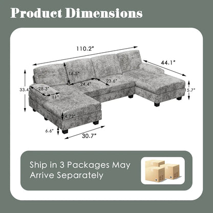Convertible Sectional Sofa with Double Chaise