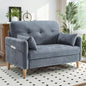 Comfy Chenille Fabric Love Seat for Bedroom with Throw Pillow