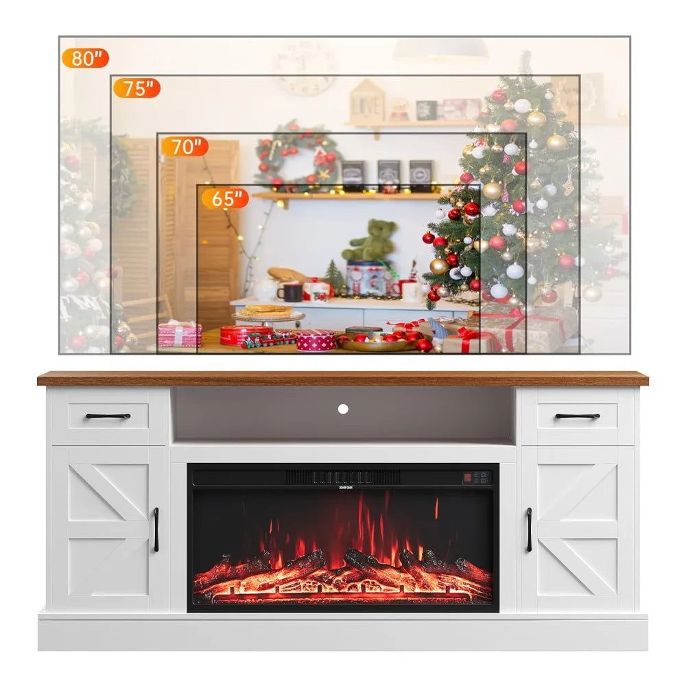 Farmhouse Electric Fireplace TV Entertainment Center