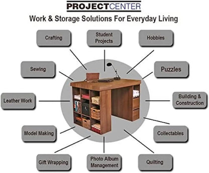Project Center Desk with Two 9-Cubby Bookcase Sides