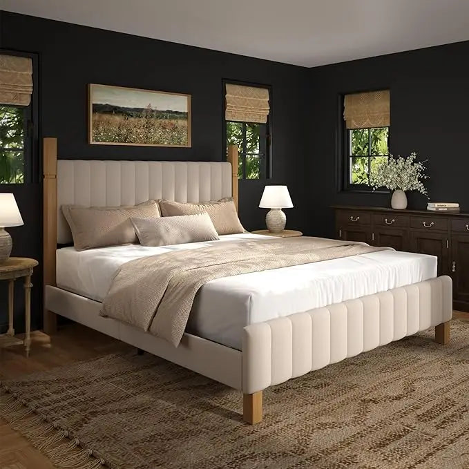 Luxury Wood Posts Bed Frame