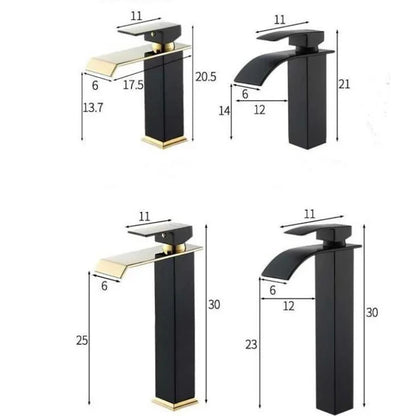 Gold and Black Waterfall Bathroom Faucet