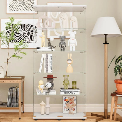 Glass Display Cabinet with 5 Shelves