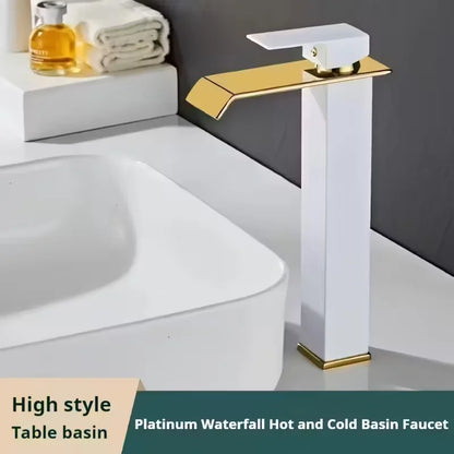 Gold and Black Waterfall Bathroom Faucet