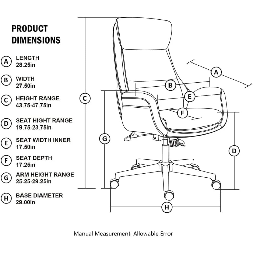 Ergonomic High-Back Leather Executive Office Chair