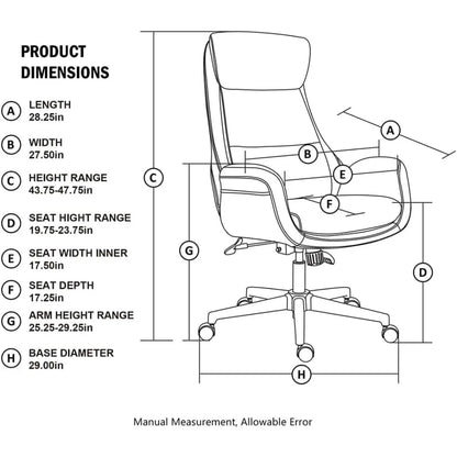 Ergonomic High-Back Leather Executive Office Chair