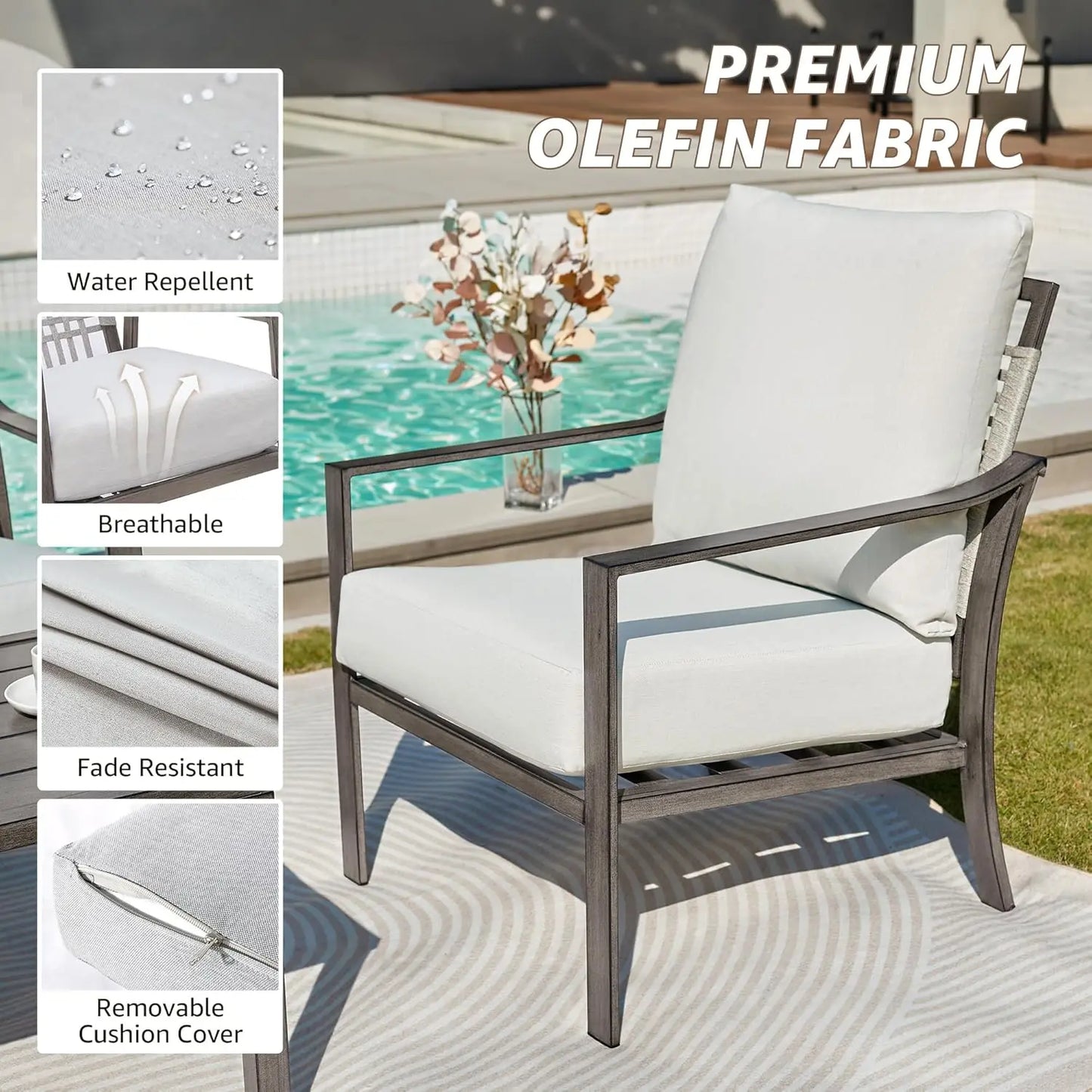 4 Piece Outdoor Metal Patio Furniture  Set
