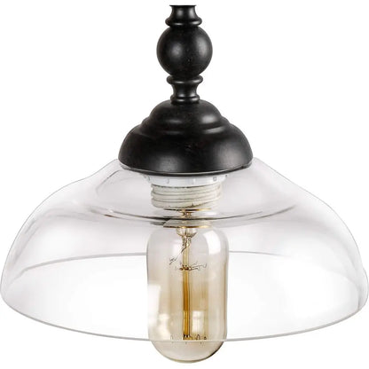 Rustic Black Metal Chandelier with Clear Glass