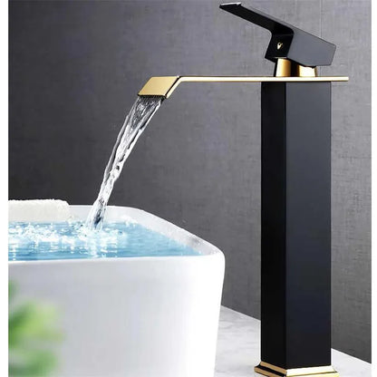 Gold and Black Waterfall Bathroom Faucet
