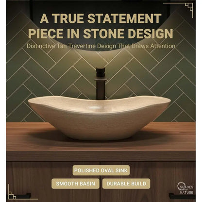 Elegant Oval Travertine Sink