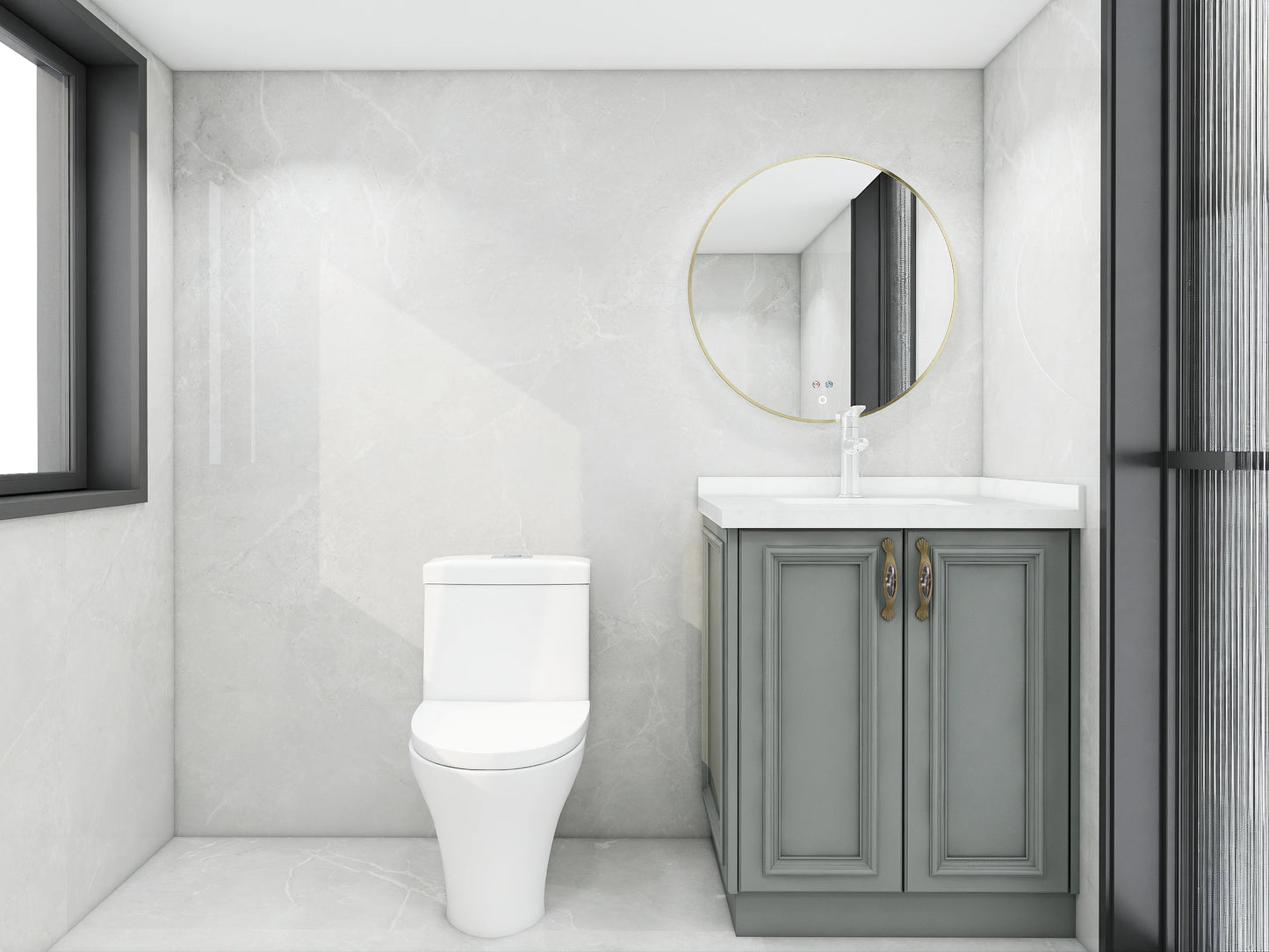 White Solid Wood Bathroom Vanity