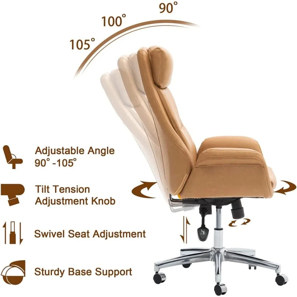 Ergonomic High-Back Leather Executive Office Chair