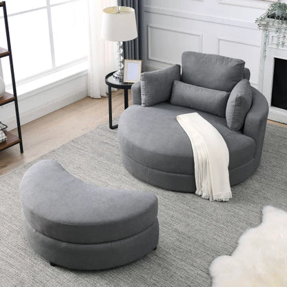 Modern Dark Grey Sofa Lounge Chair with Storage Ottoman