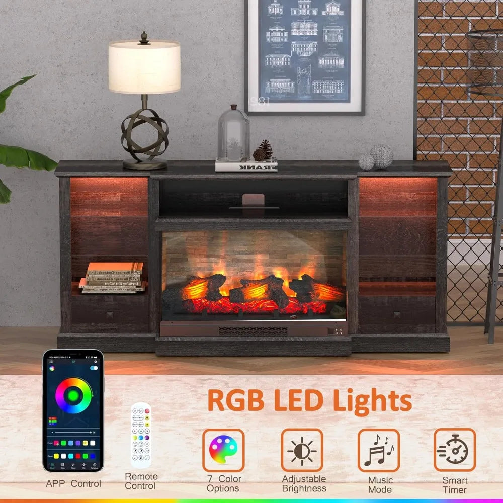 36' Electric Fireplace TV Stand for 80 Inch TV