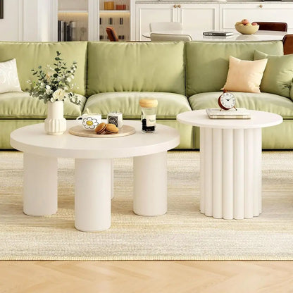 Set of 2 Living/Reception Room Round Coffee Table