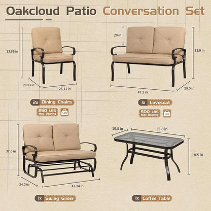5-Piece Outdoor Metal Patio Furniture Sets