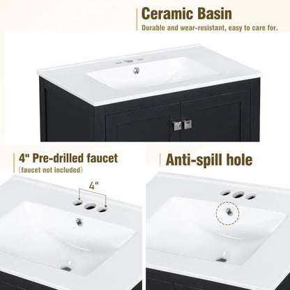 30" Bathroom Vanity Single Sink Cabinet Undermount