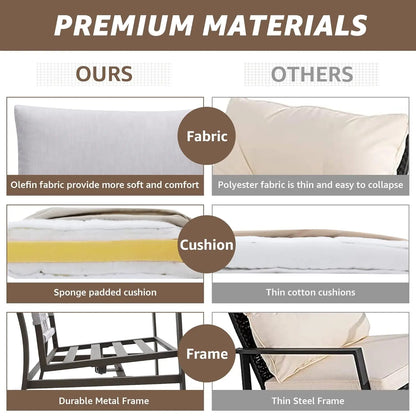 4 Piece Outdoor Metal Patio Furniture  Set