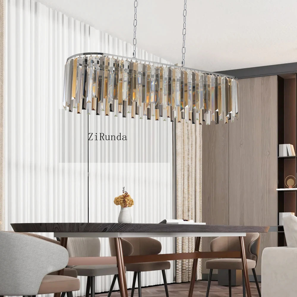 Modern 17" Chrome Crystal Pendant Chandelier