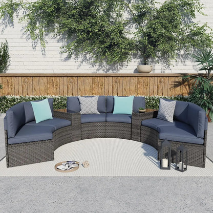 8-Piece Outdoor Half Moon Curved Patio Furniture Sofa Set