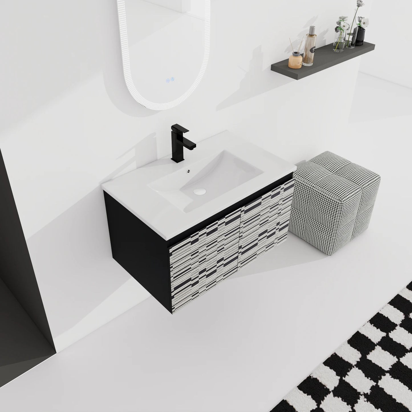 30'' Floating Ceramics Sink w/ Soft-Close Cabinet Door