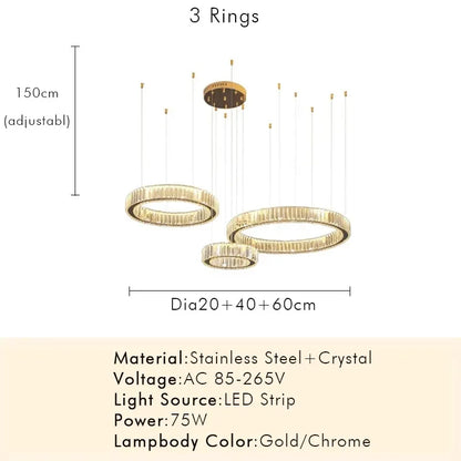 Modern Luxury Crystal Ring Chandelier