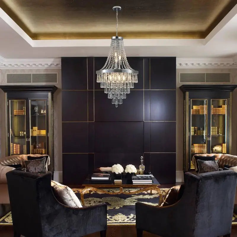 20" Modern Chrome Crystal Chandelier