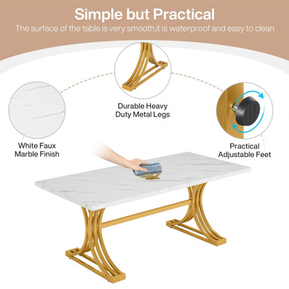 63 " Modern Faux Marble Rectangular Dining Table for 4 to 6