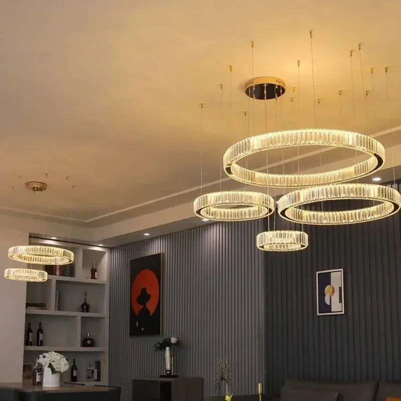 Modern Luxury Crystal Ring Chandelier