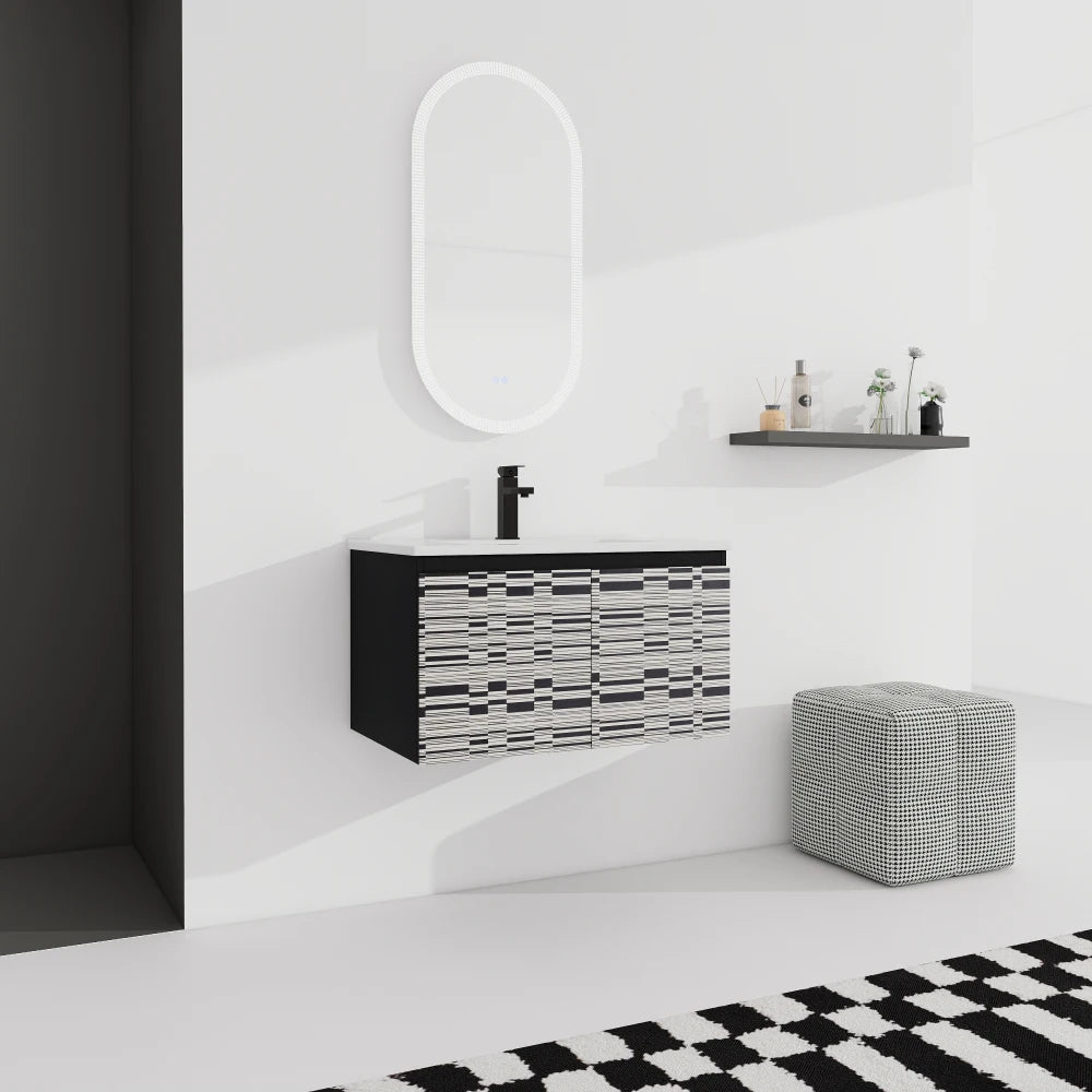 30'' Floating Ceramics Sink w/ Soft-Close Cabinet Door