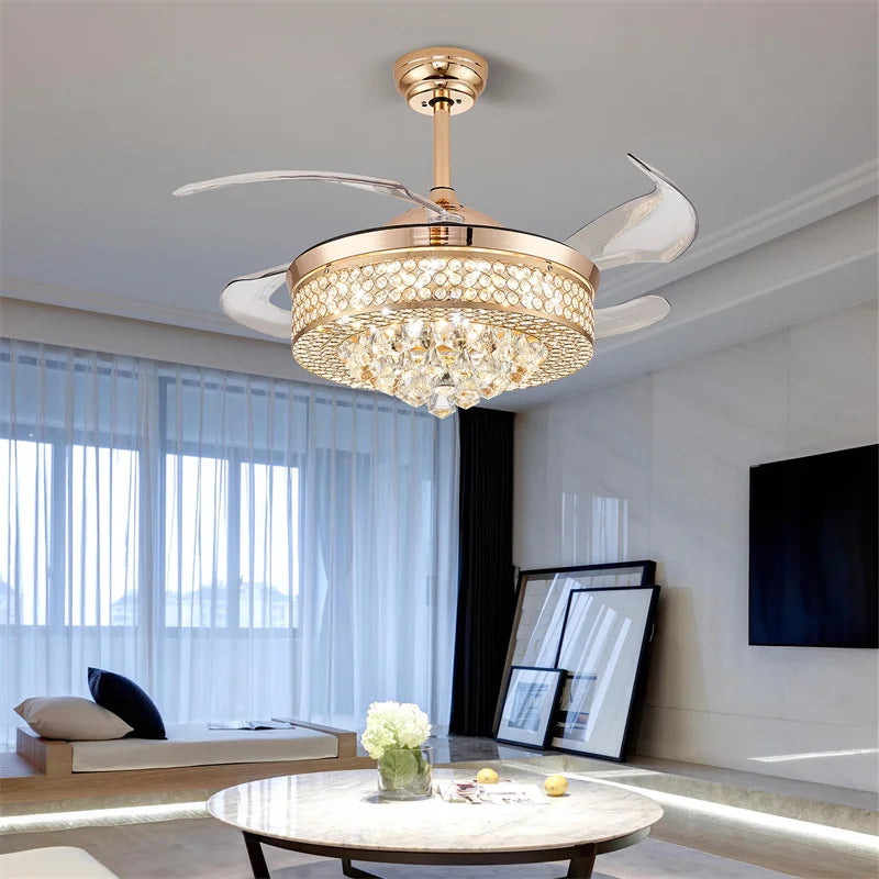 Crystal Ceiling Fan With Light