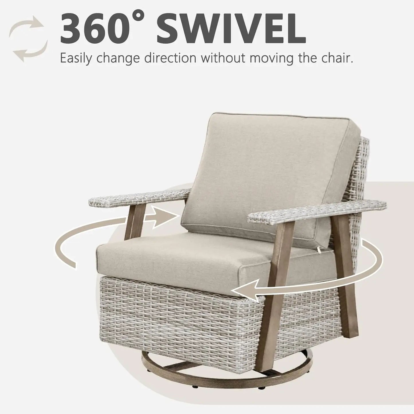 Oversized Swivel Rocking Patio Chairs Set