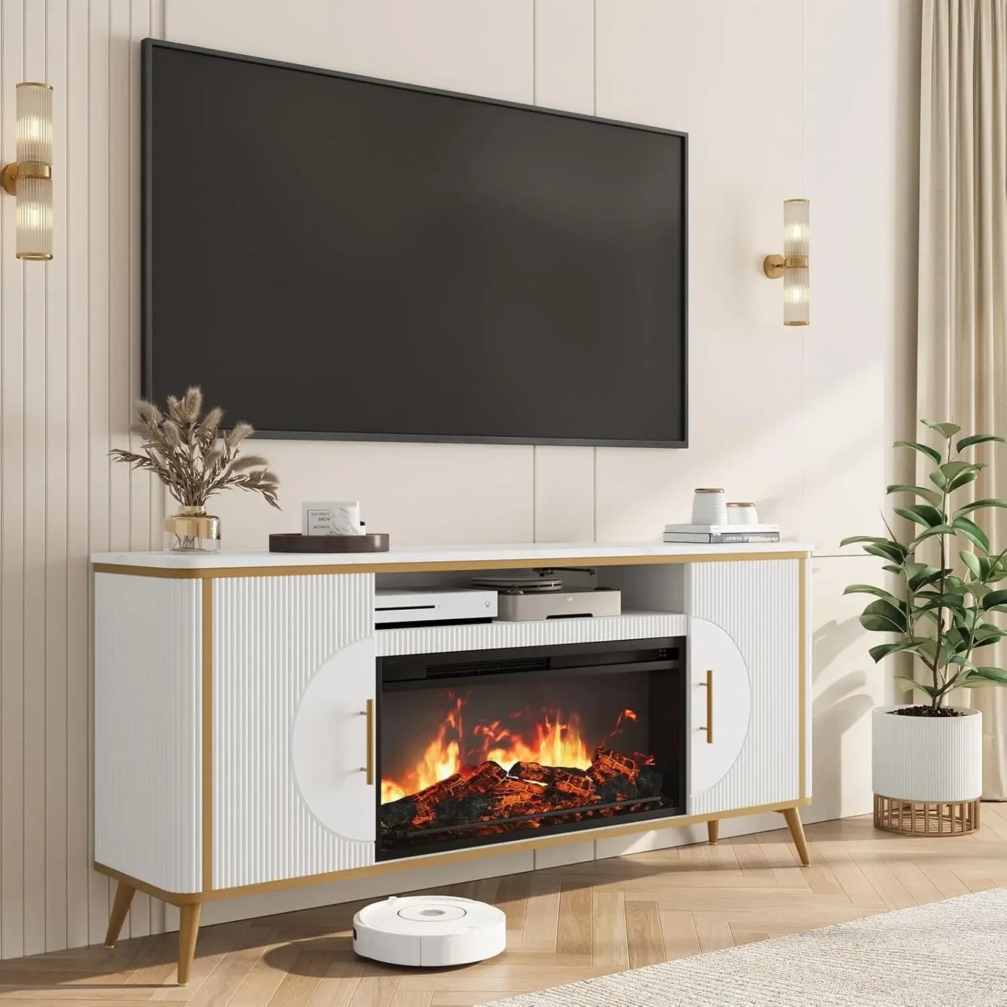Modern Entertainment Center w/ 30" Electric Fireplace
