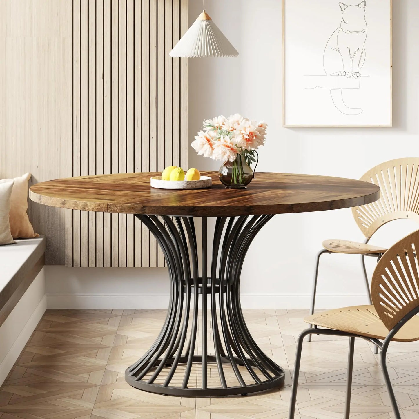 Round Kitchen Dining Table for 4-6 People