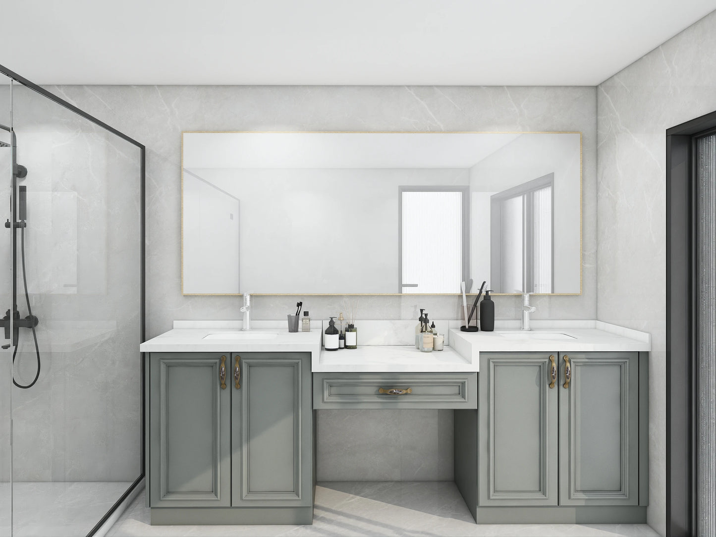 White Solid Wood Bathroom Vanity
