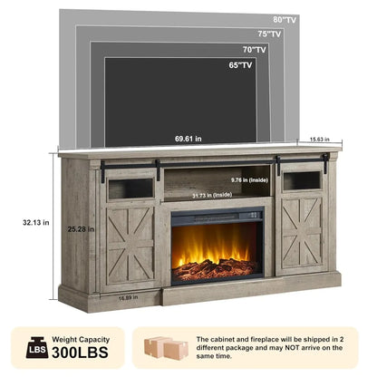 32'' Tall LED Fireplace TV Entertainment Center