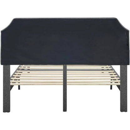 Bed Frame Queen Size Platform with Tufted Upholstered Headboard and Wood Slat Support,Adjustable Height Headboards