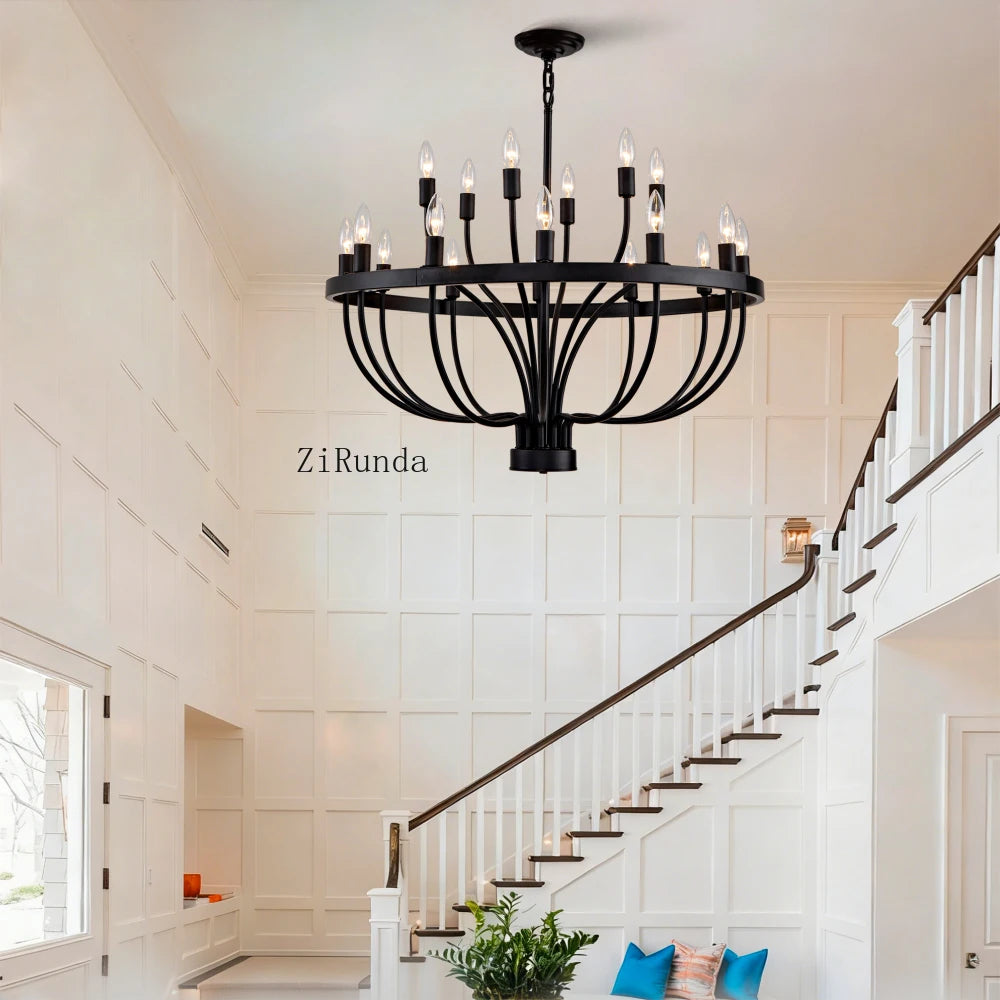 Rustic Vintage Industrial Black Chandelier