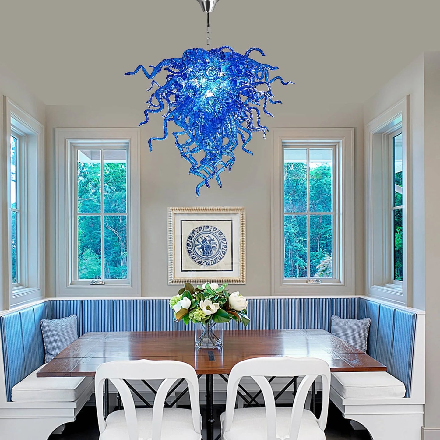 LONGREE Art glass Chandelier Cobalt Blue