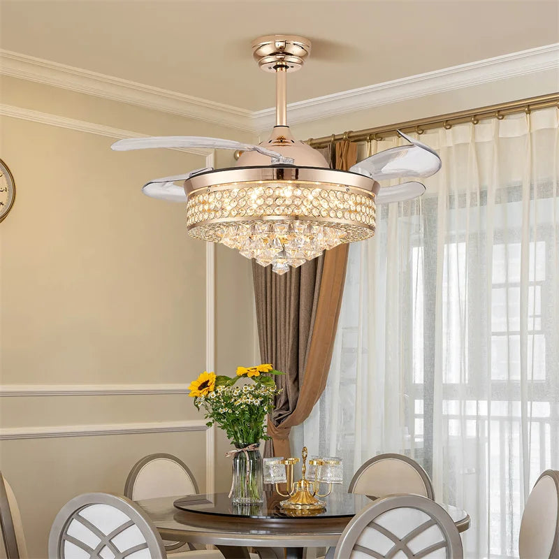 Crystal Ceiling Fan With Light