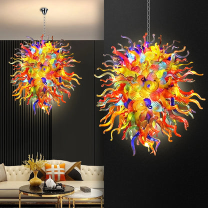 Multi Color  Hand Blown Glass Chandelier