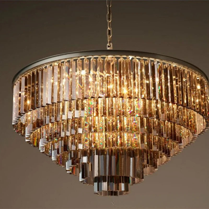 Elegant Smoky Gray Crystal Chandelier