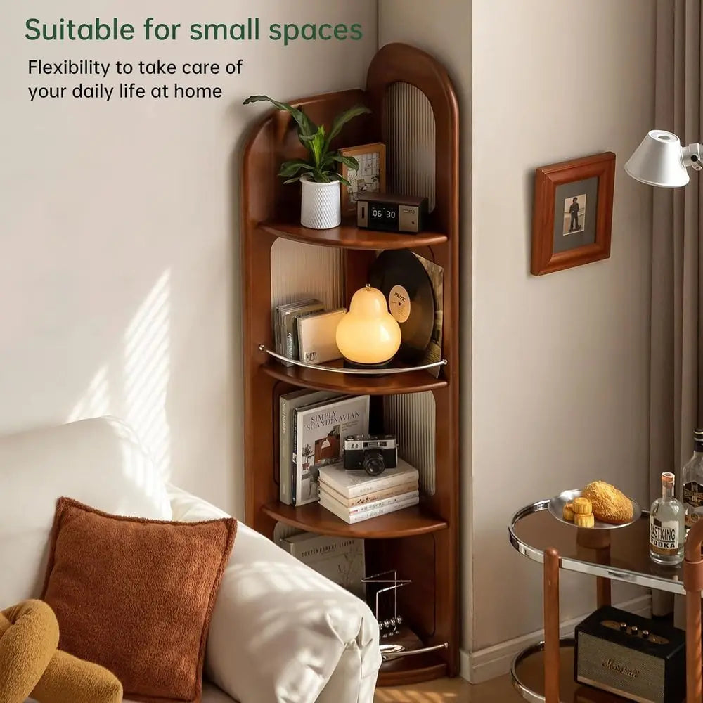 Solid Wood 4-Tier Bookshelf Open Storage