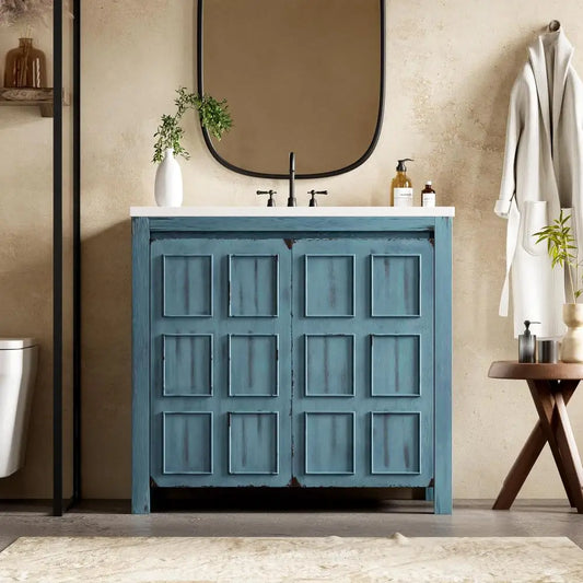 36" Pedestal Sink Cabinet with 2 Soft-Close Doors
