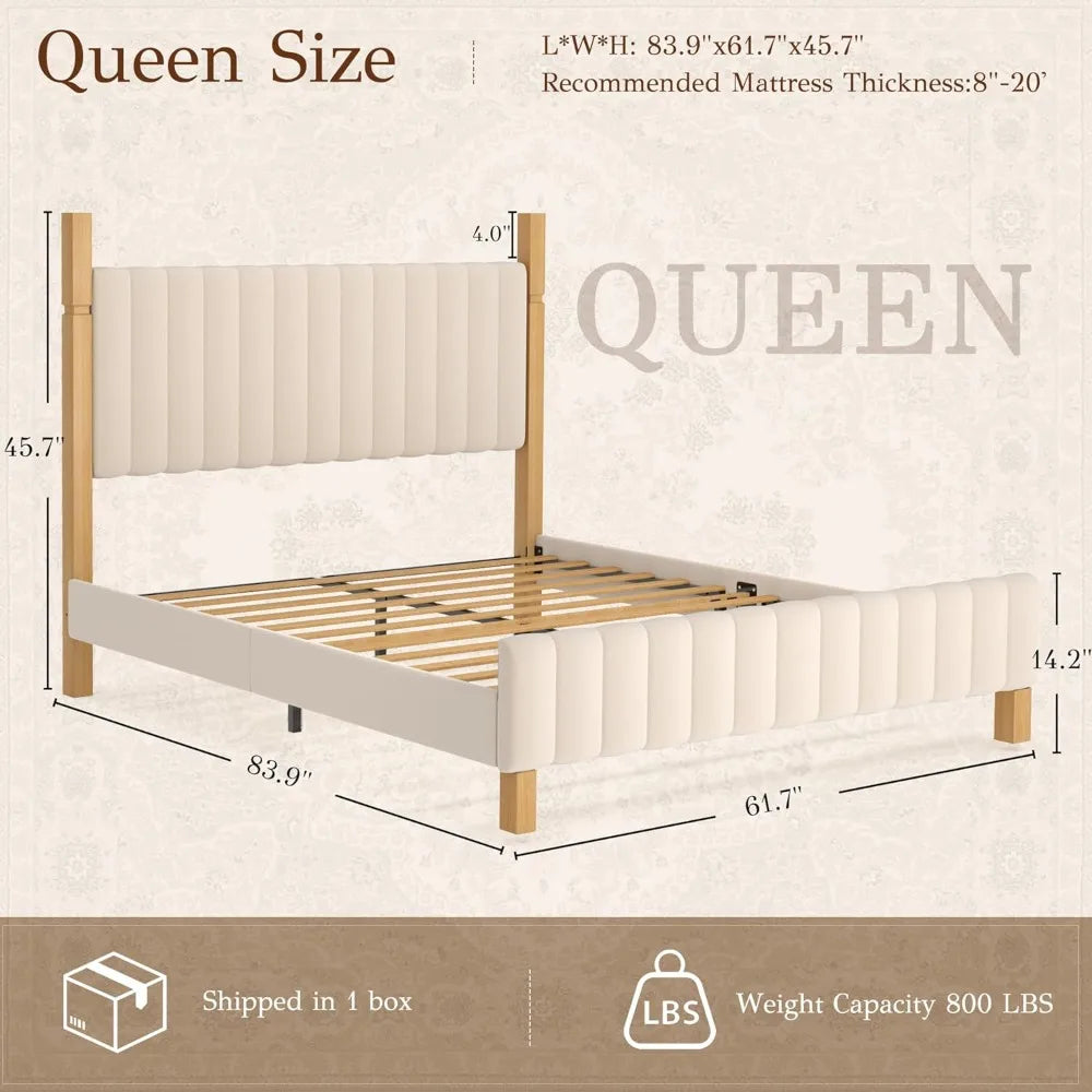 Luxury Wood Posts Bed Frame