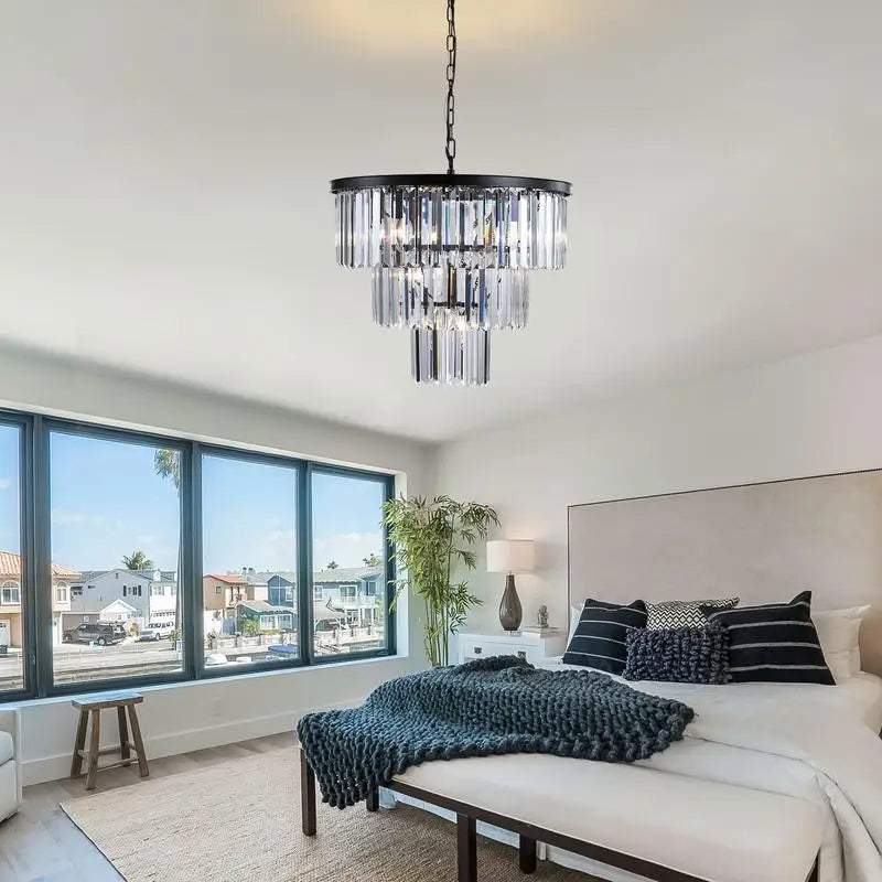 20" 3-Tier Crystal Chandelier