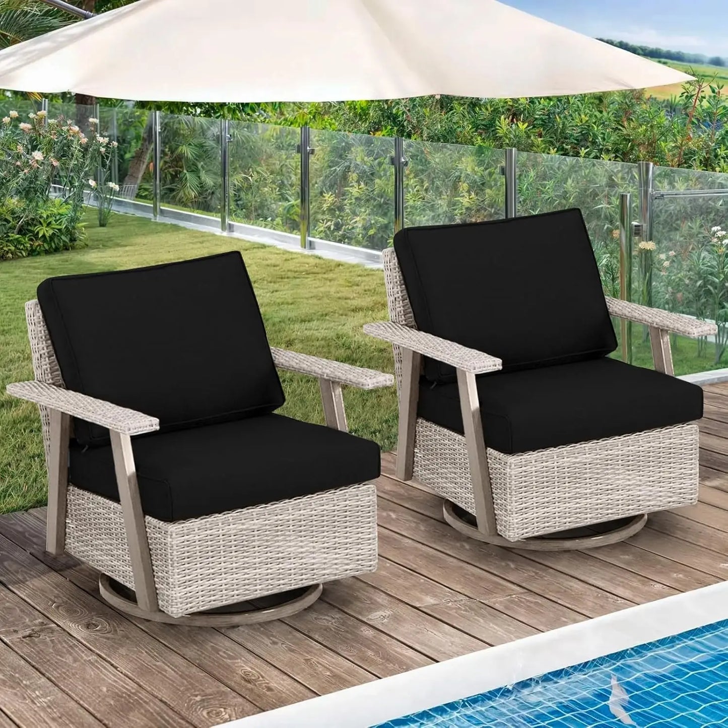 Oversized Swivel Rocking Patio Chairs Set