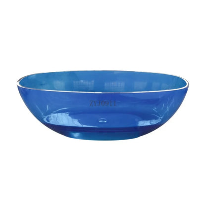 64" Blue Acrylic Freestanding Soaking Bathtub