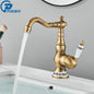 Antique Brass Rotating Spout Bathroom Faucet